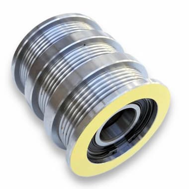 F25x3x115 HL - Narrow Smooth (for CONTI POLYROPE, D = 115 mm, 2 × SKF 6210.2RS1 Bearings, Steel) – Illustrative Image